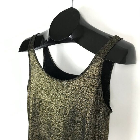 Eileen Fisher Organic Linen Jersey Shimmer Tunic Tank Women's XS Gold Holiday - Picture 4 of 11